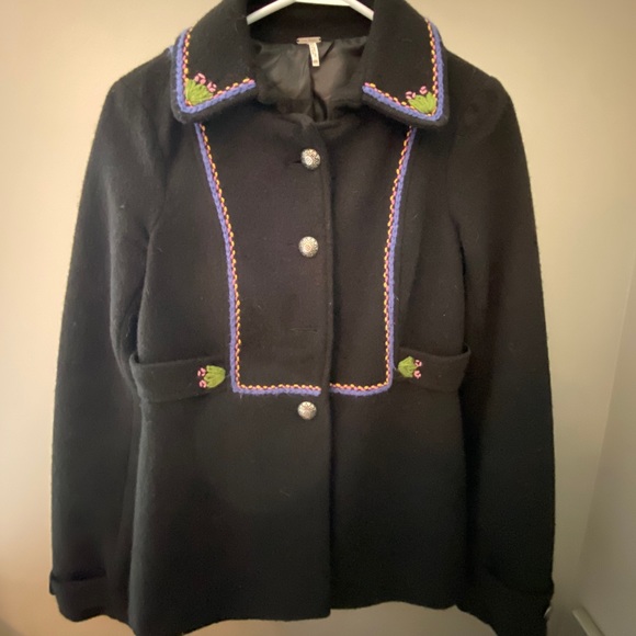 Free People Overcoat with design - Picture 1 of 4